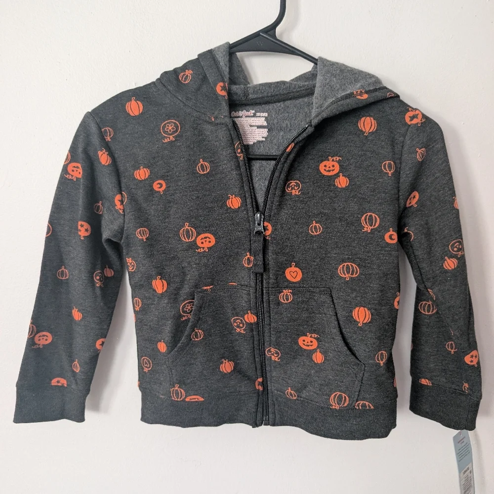 Cat & Jack Girls Halloween‎ Pumpkin Fleece Jacket Size XS NWT